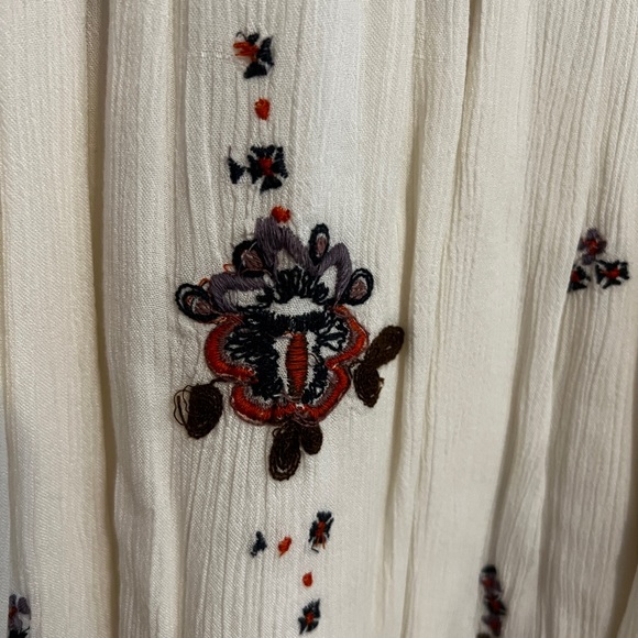 Free People Cream Floral Embroidered Long Sleeve Swing Dress - Picture 7 of 7